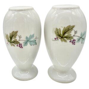 Vintage Ceramic Salt and Pepper Shakers White with Grape Vine Design Japan